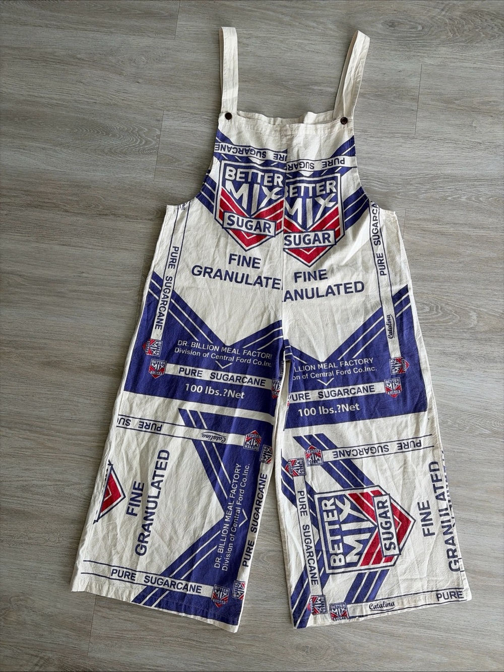 Sugar Sack Upcycled Overalls L XL Cotton Patchwork Boho Workwear Coveralls